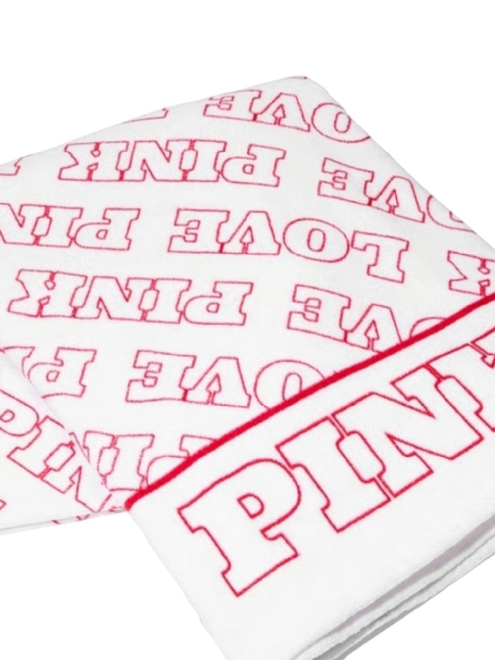 Victoria Secret PINK White & Pink Logo Beach Towel NEW